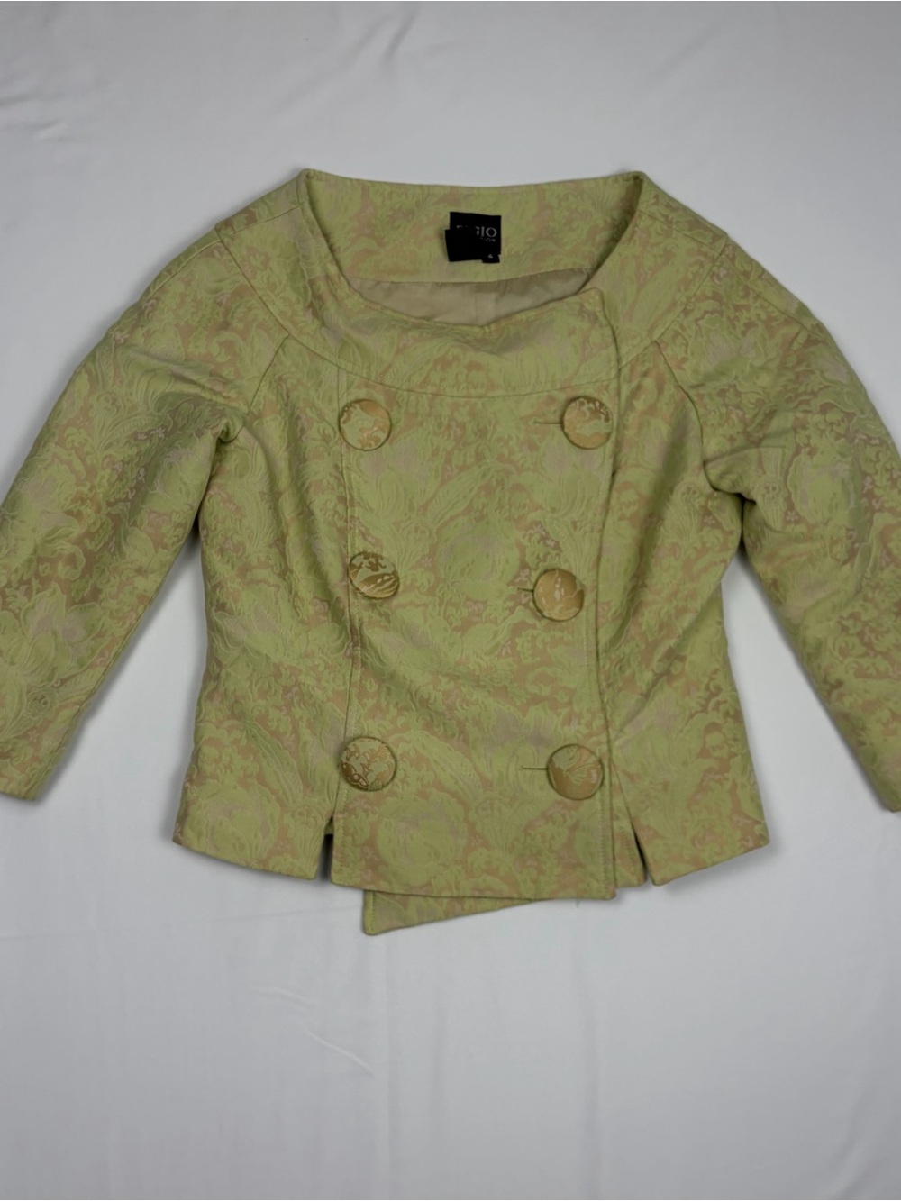 Bigio Collection Women’s Jacket Size 4 Pastel Floral Jacquard Cropped Blazer USA